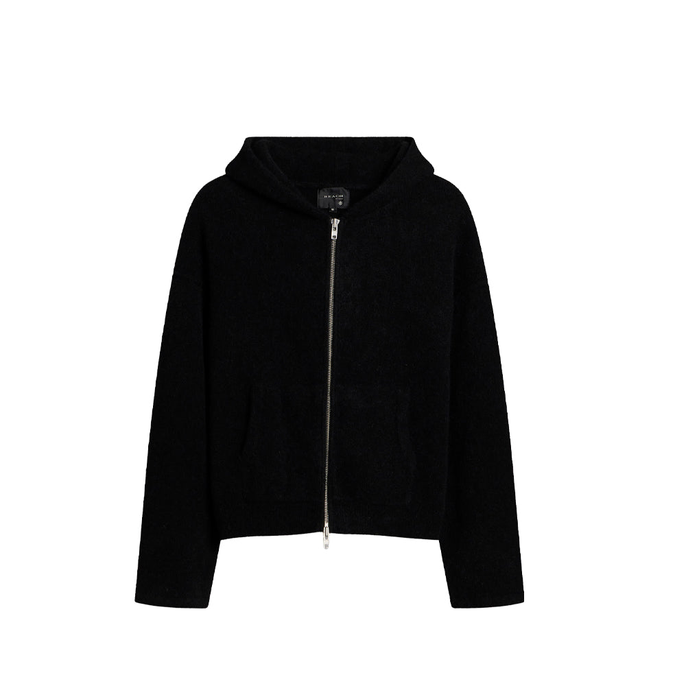 Knit Zip Hood - Black