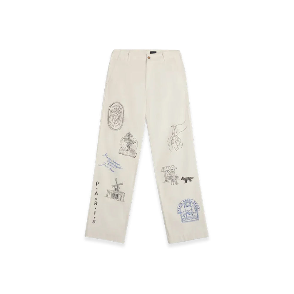 Kuro x Maison Kitsuné Handwritten Postcard Trouser - Ecru