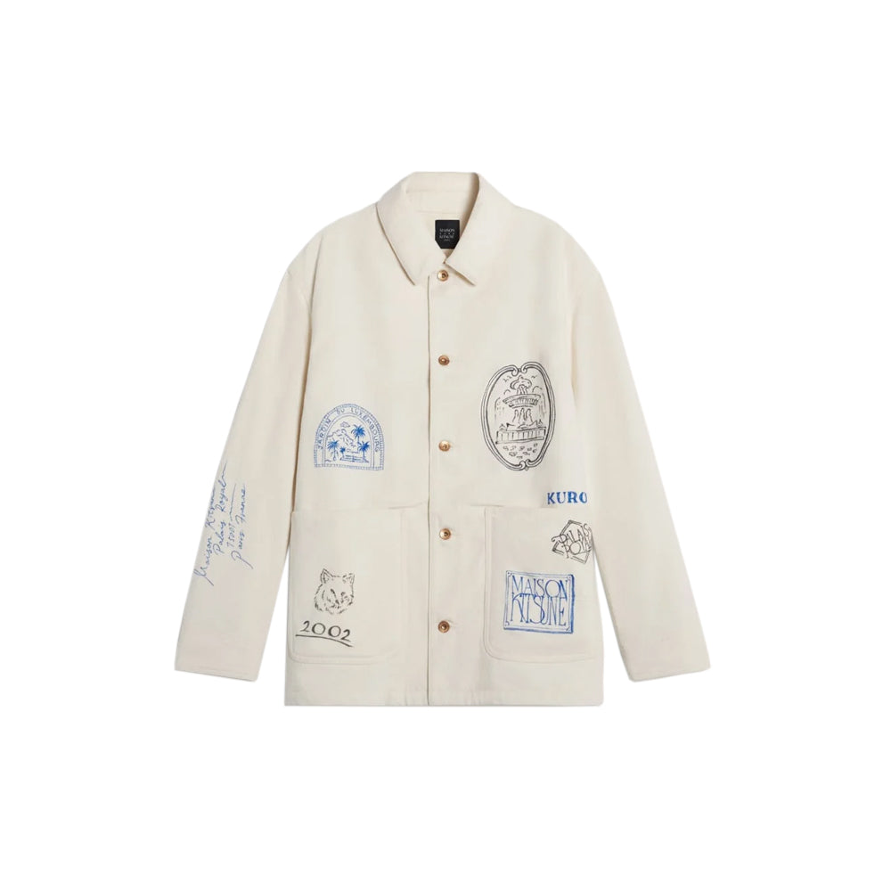 Kuro x Maison Kitsuné Handwritten Postcard Work Jacket - Ecru
