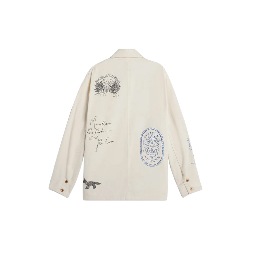 Kuro x Maison Kitsuné Handwritten Postcard Work Jacket - Ecru