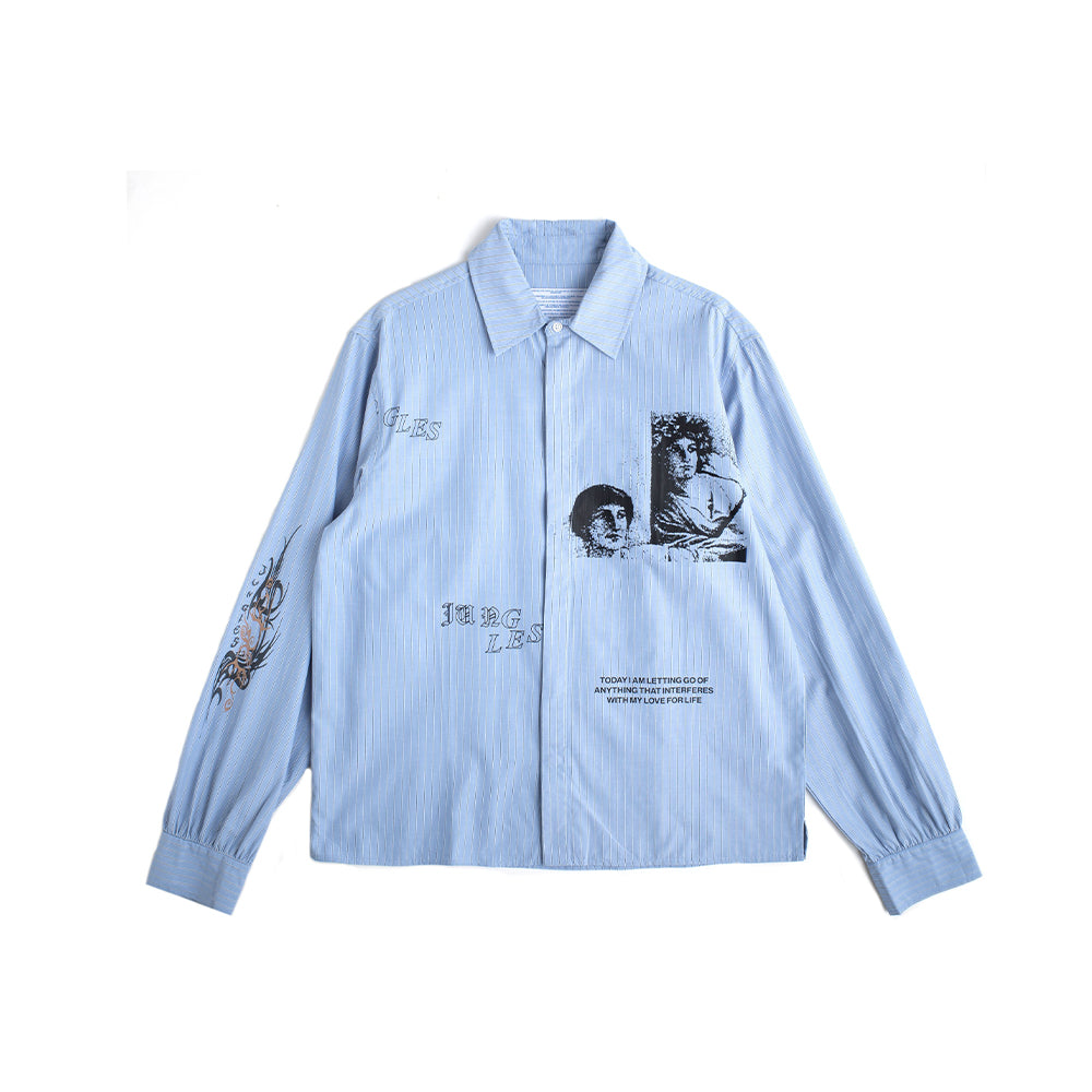 Letting Go Today Button Up - Blue