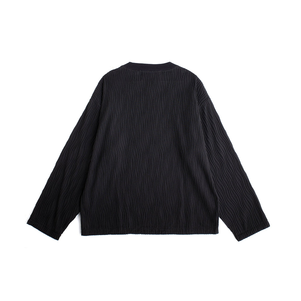 Wavy Long Sleeve Tee - Black