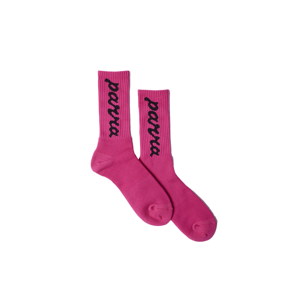 Lowercase Scriptlogo Crew Socks - Hot Pink