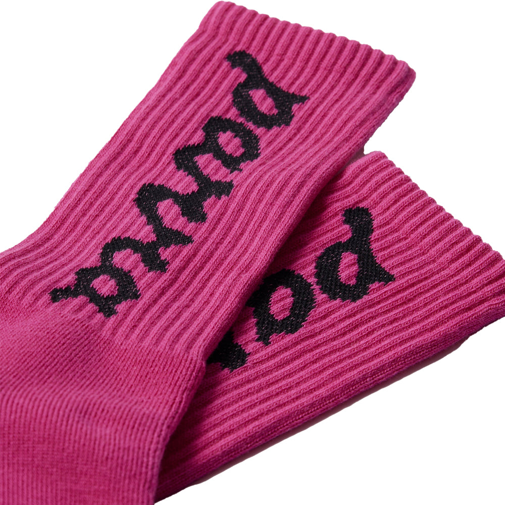 Lowercase Scriptlogo Crew Socks - Hot Pink