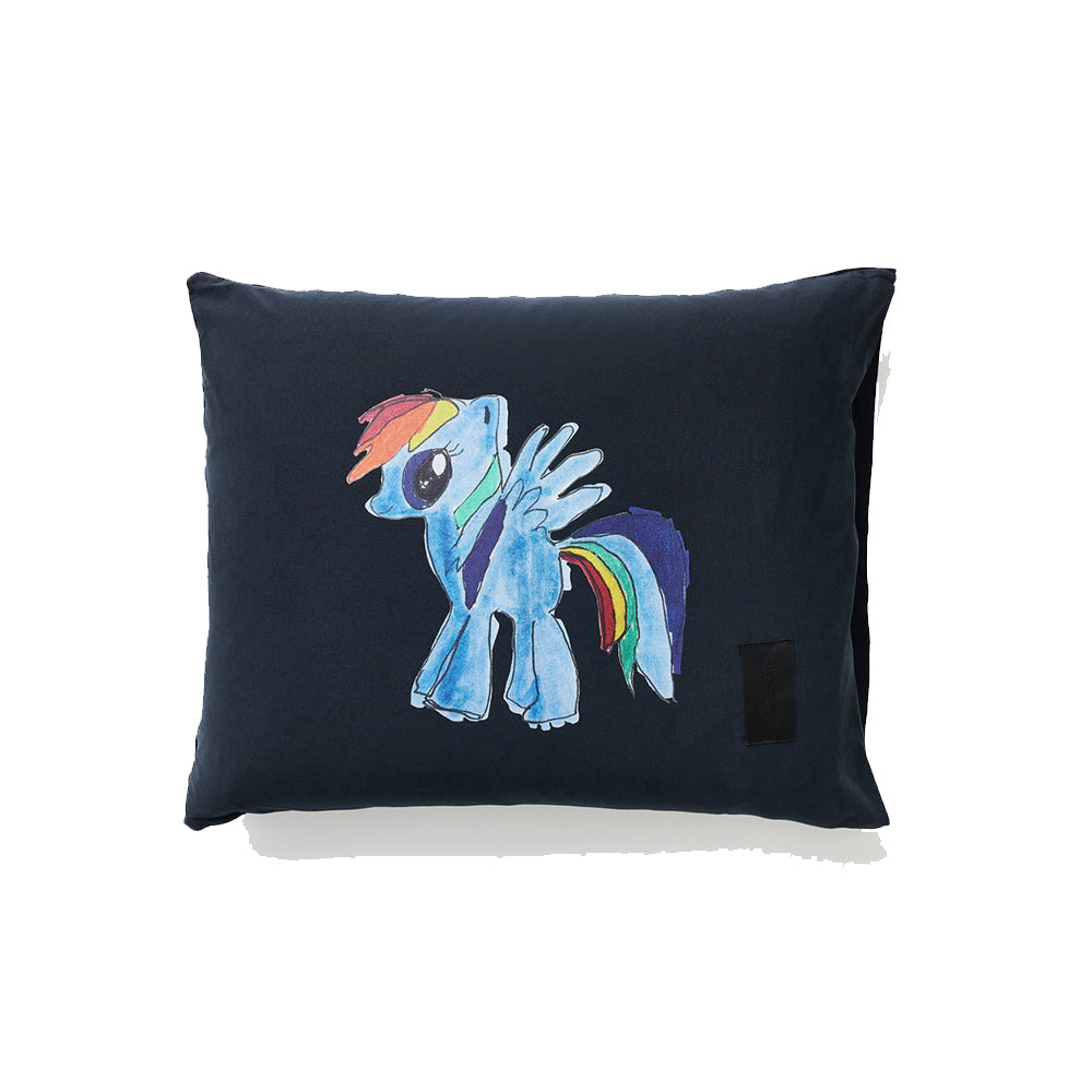 Rainbow Pony Pure Poplin Pillow Case (Black)