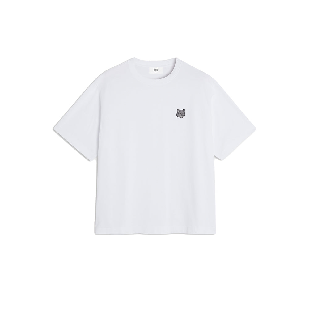 Tonal Fox Head Patch Oversize Tee Shirt (White)