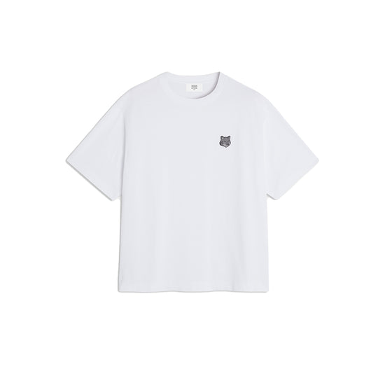 Tonal Fox Head Patch Oversize Tee Shirt (White)