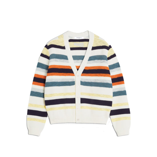 Comfort Striped Cardigan (Ecru/Multi Stripes)