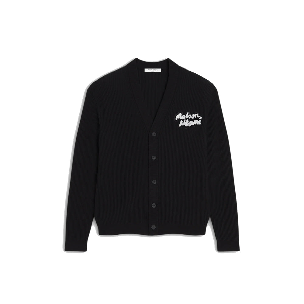 Handwriting Comfort Ribbed Cardigan (Black)