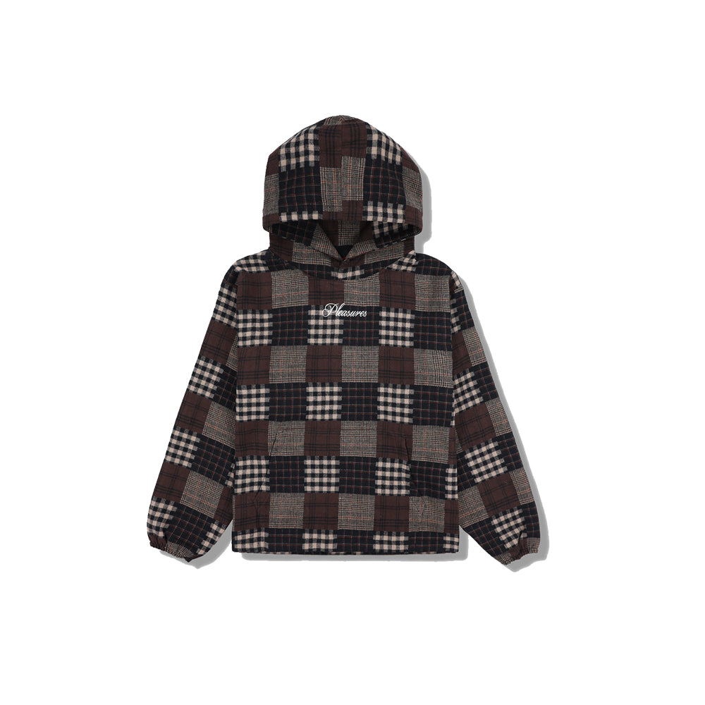 Madras Poncho Hoodie - Brown
