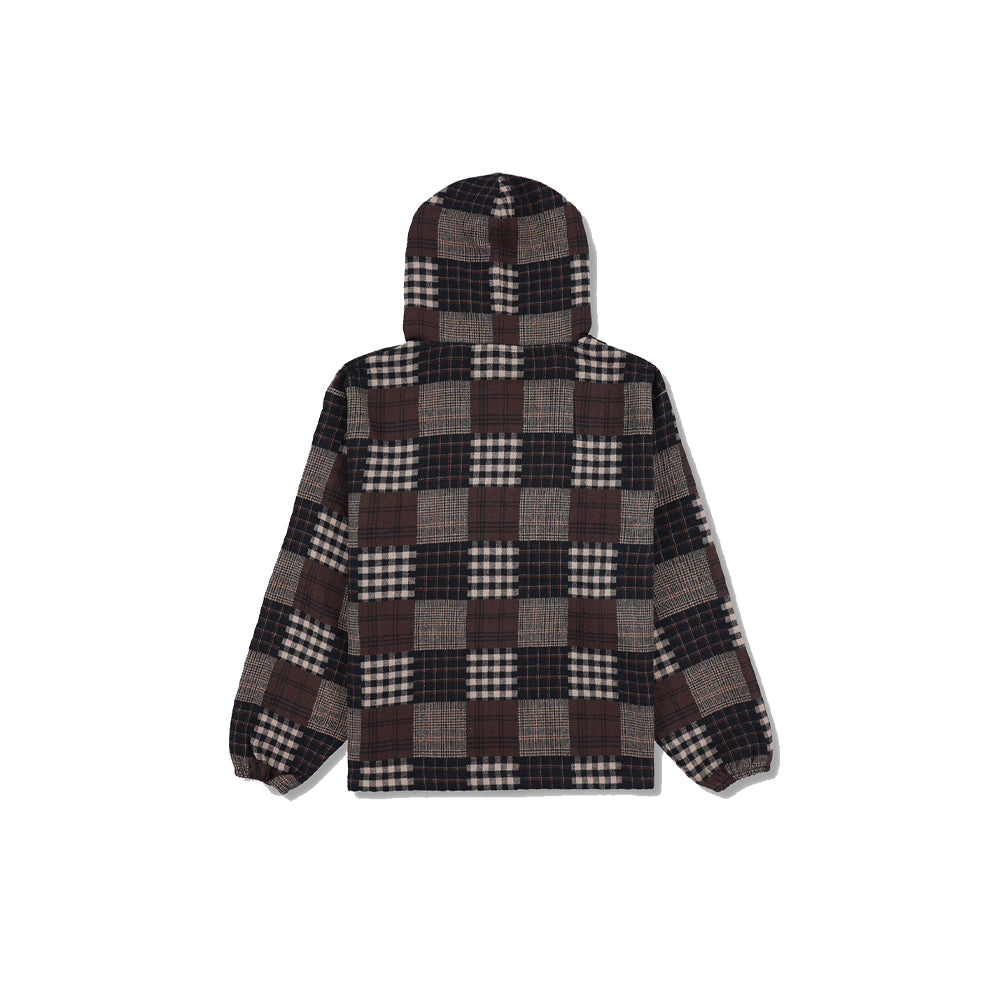 Madras Poncho Hoodie - Brown
