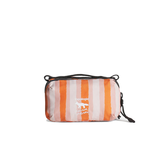 Maison Kitsune x Topologie Striped Mini Bottle Bag (Peach Fruit/Marigold Red)