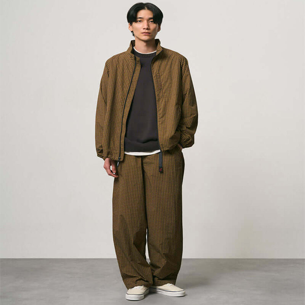 Mini Check Nylon Pant - Brown Check