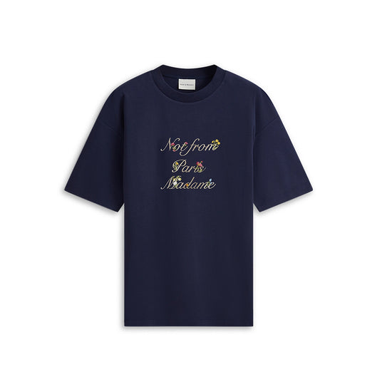 Le T-Shirt Slogan à Fleurs (Navy)