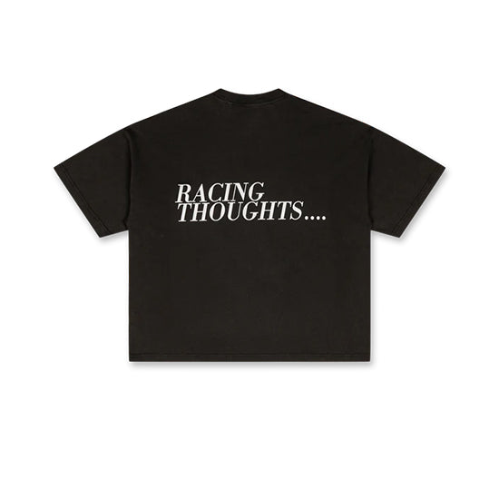 Boxy Crop Tee - Racing Thoughts (Vintage Black)