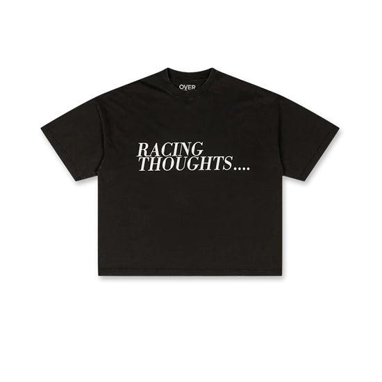 Boxy Crop Tee - Racing Thoughts (Vintage Black)