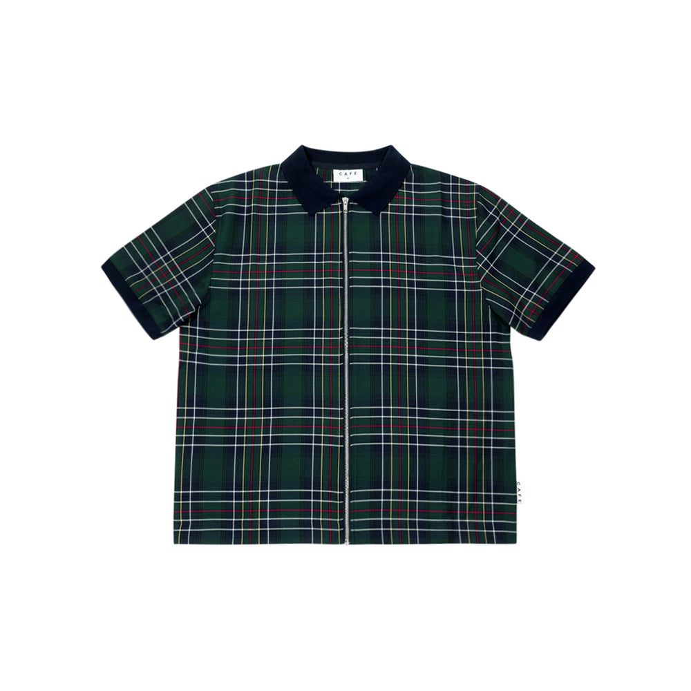 Ogilvie Hunting Tartan Full Zip Shirt (Green/Navy)