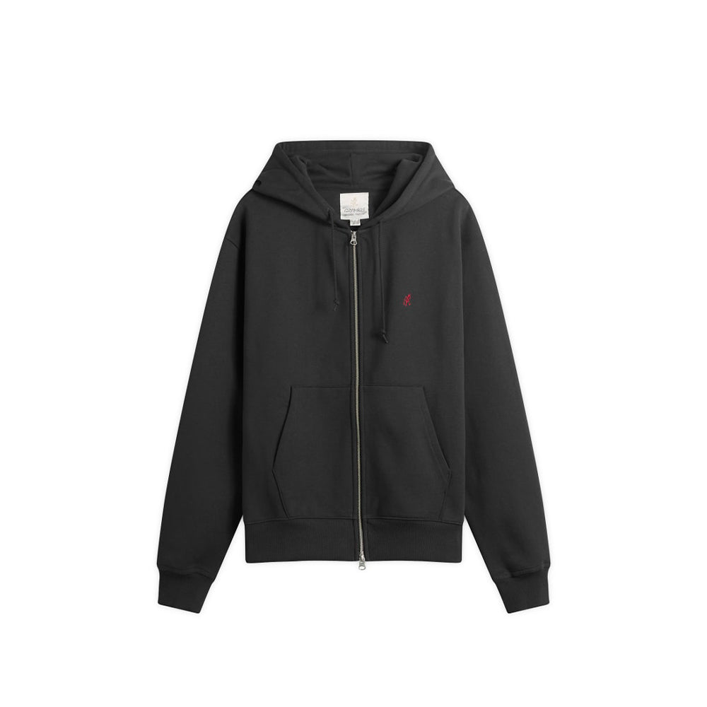One Point Zip Hooded Sweatshirt - Vintage Black