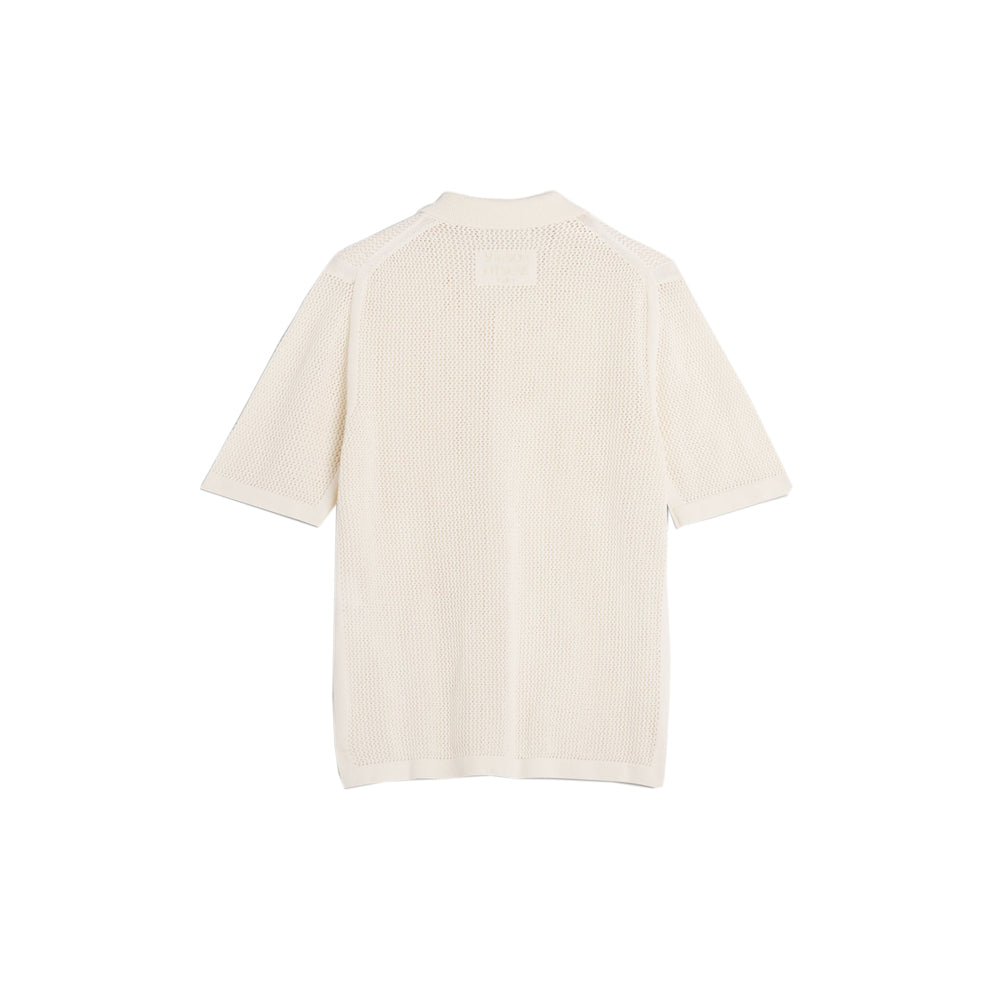 Open Knit Short Sleeve Cardigan - Pure Ecru