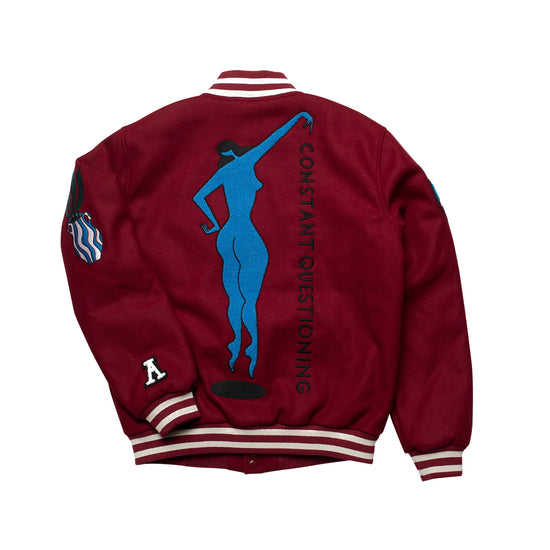 run sit & bike varsity jacket (dark red)