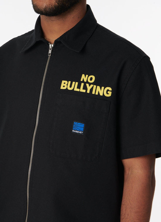 No Bullying SS Zip Shirt Woven (Black)