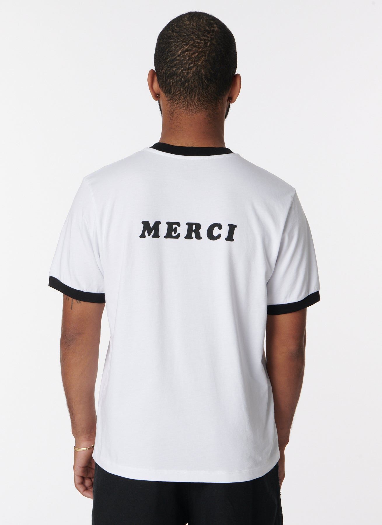 Merci Ringer T-Shirt Knit (White)