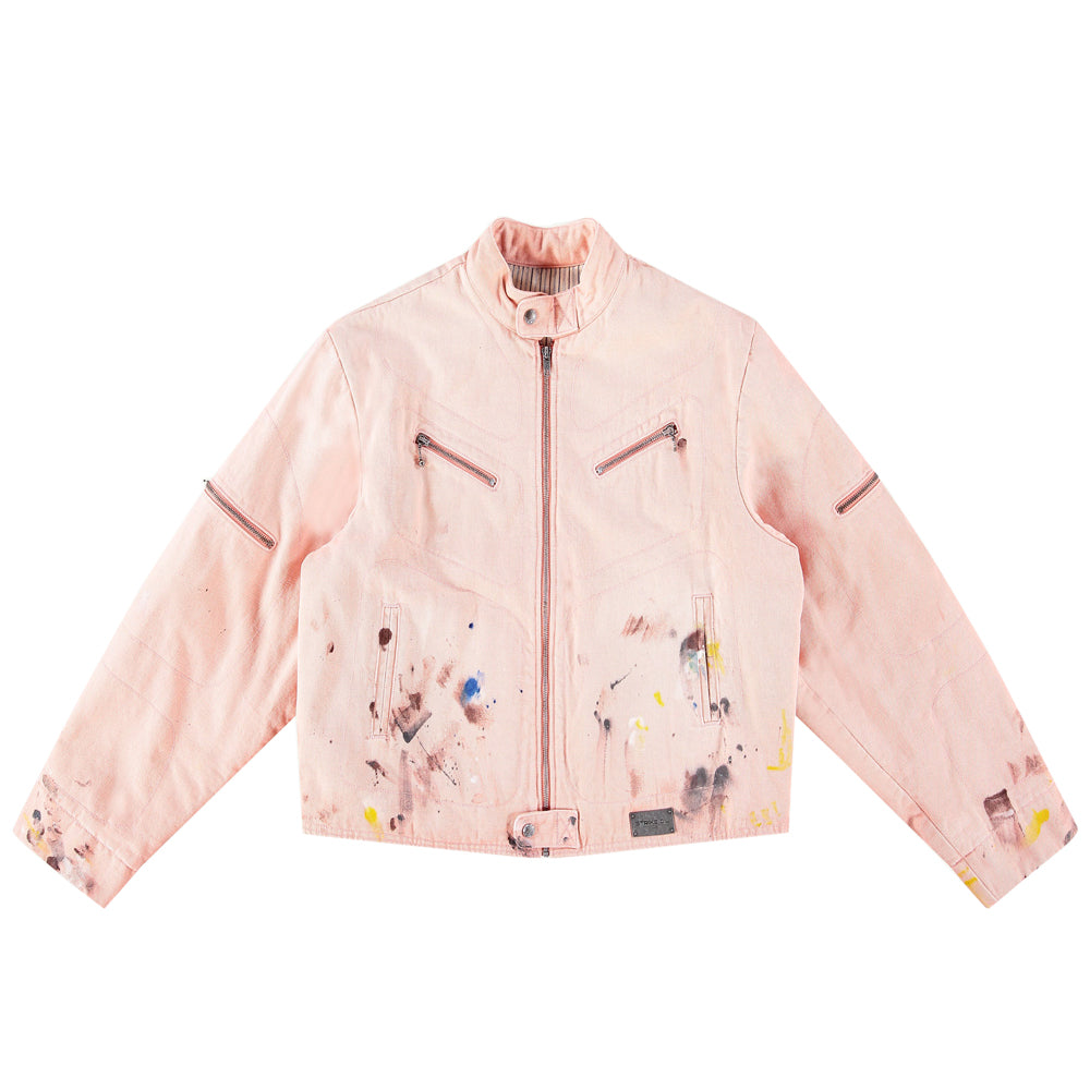 Painted Moto Jacket - Pink