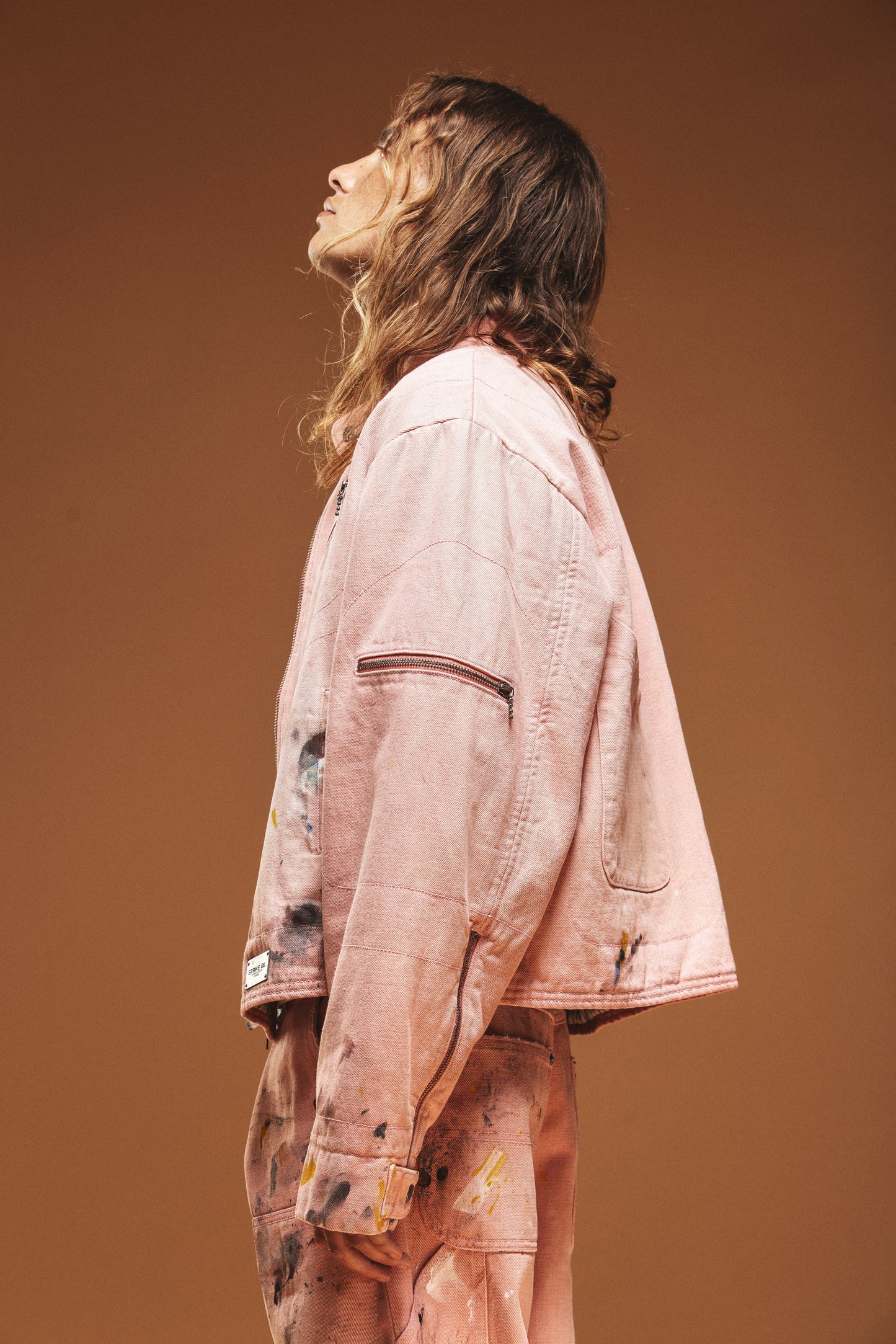 Painted Moto Jacket - Pink