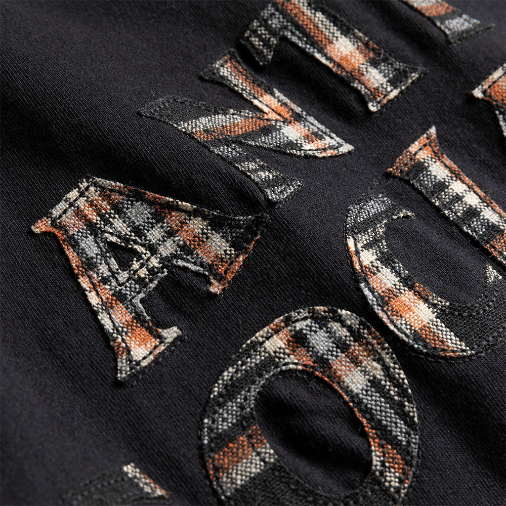 Plaid Applique Tee - Black/Plaid