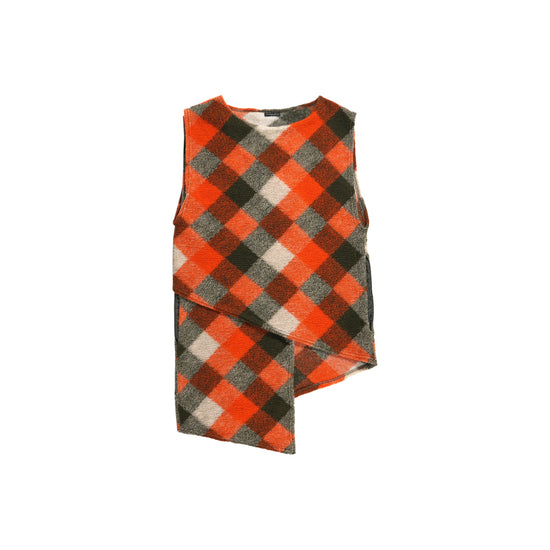 Wrap Knit Vest (Orange/Olive Poly)