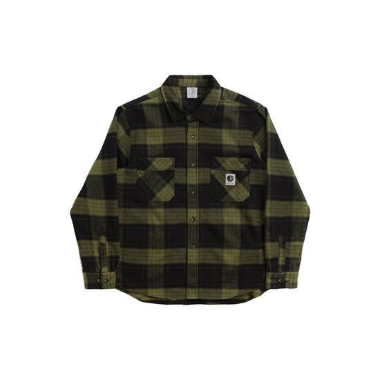 Mike LS Shirt Flannel (Black/Army Green)