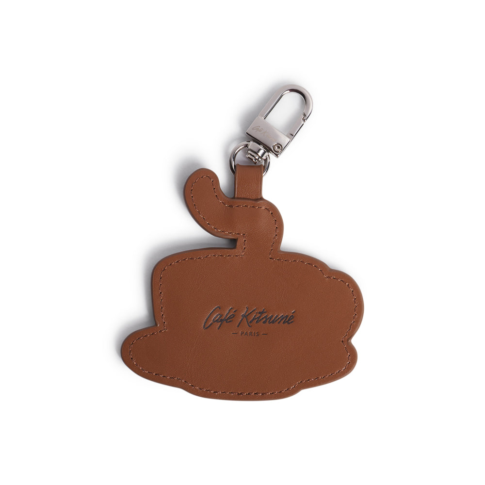 Leather Coffee Cup Keyring - Mocha