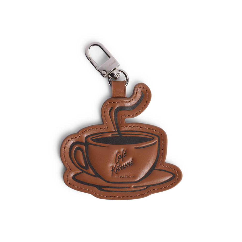 Leather Coffee Cup Keyring - Mocha