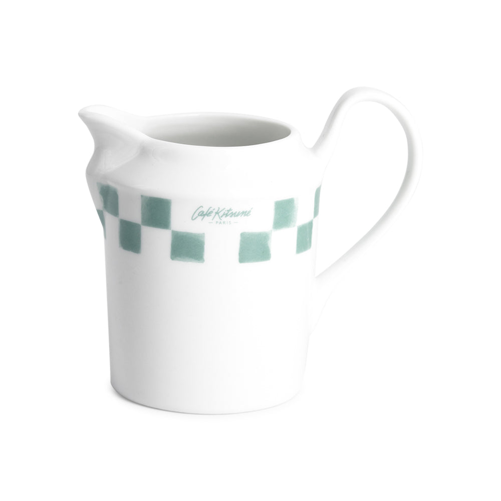 Checkerboard Porcelain Milk Jug - Tapioca/Pale Mint