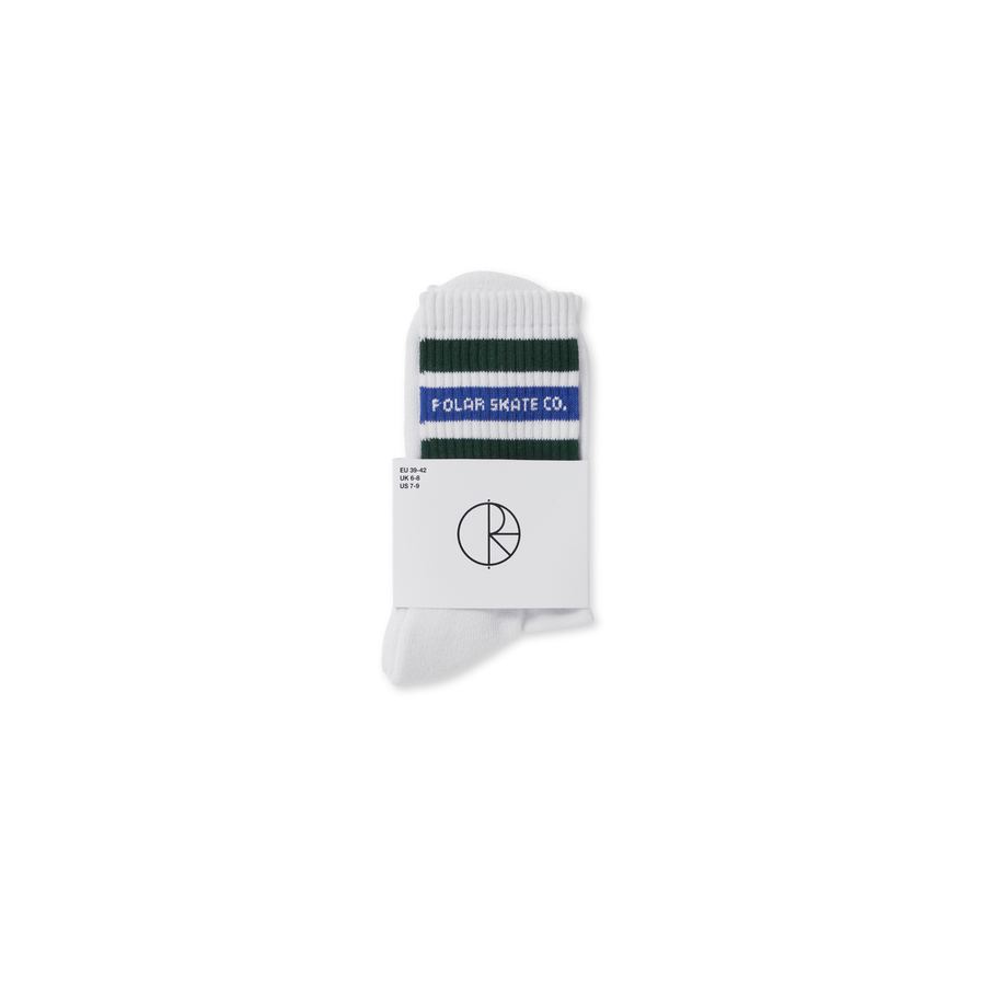 Fat Stripe Socks (White/Green/Blue)
