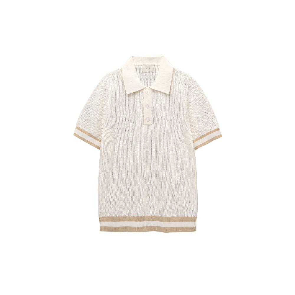 Quinn Polo Knit - White