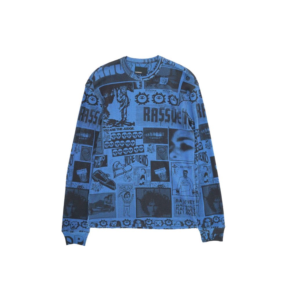 Collage Waffle Thermal L/S (Blue)