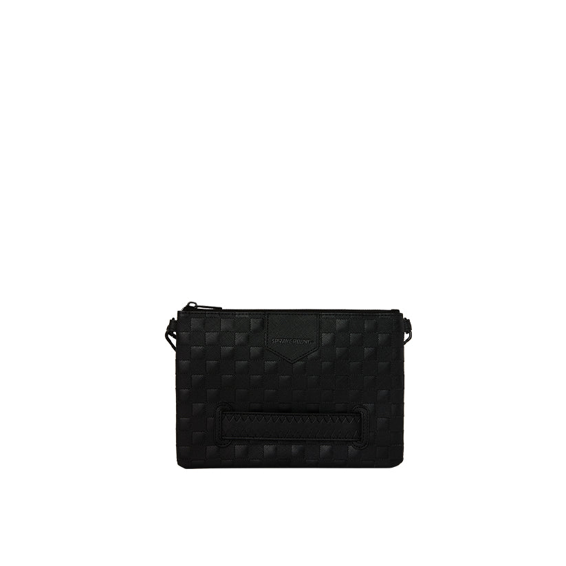 Raised Check Crossover Clutch - Black
