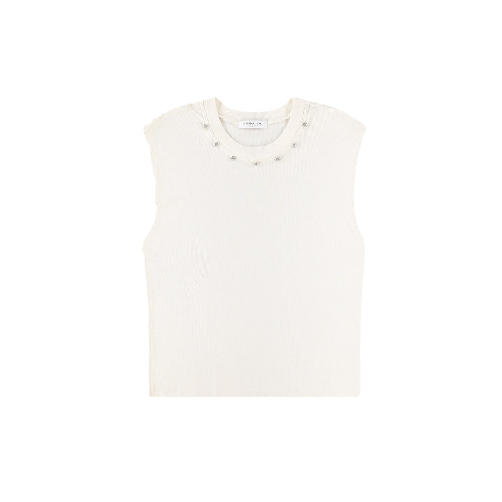 Rhinestone Tank - Off White