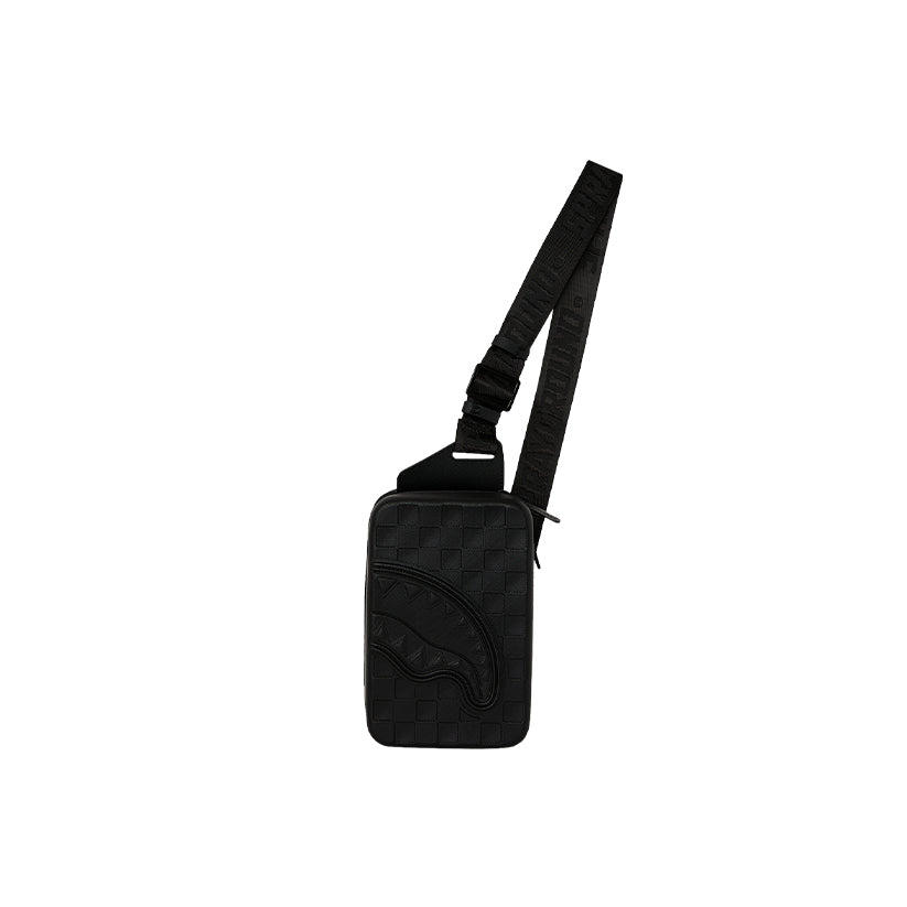 Raised Check Embossed Hardshell Sling - Black
