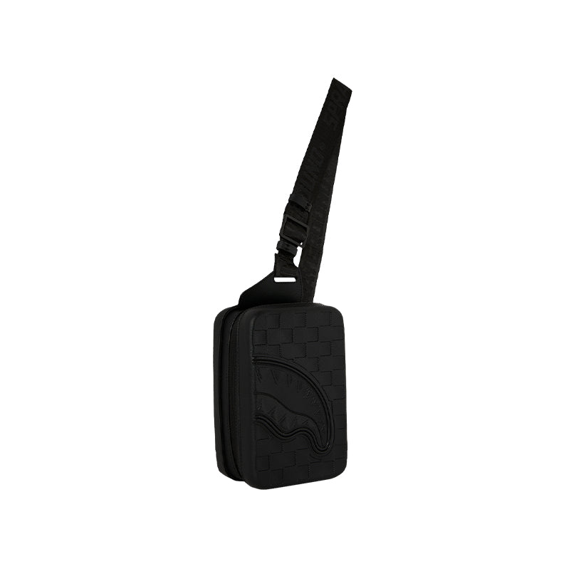 Raised Check Embossed Hardshell Sling - Black