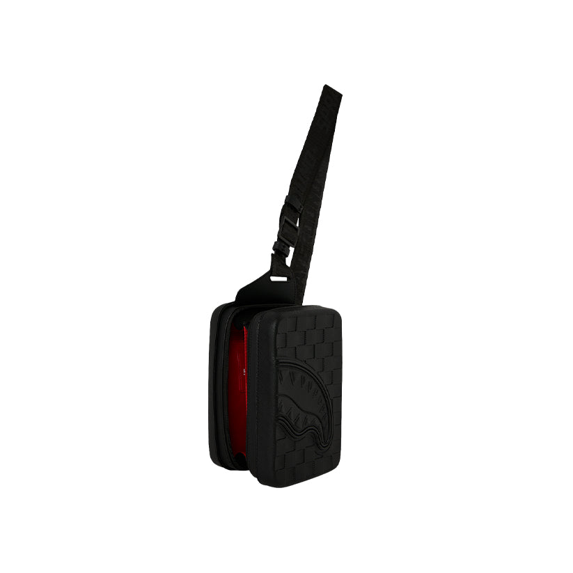 Raised Check Embossed Hardshell Sling - Black