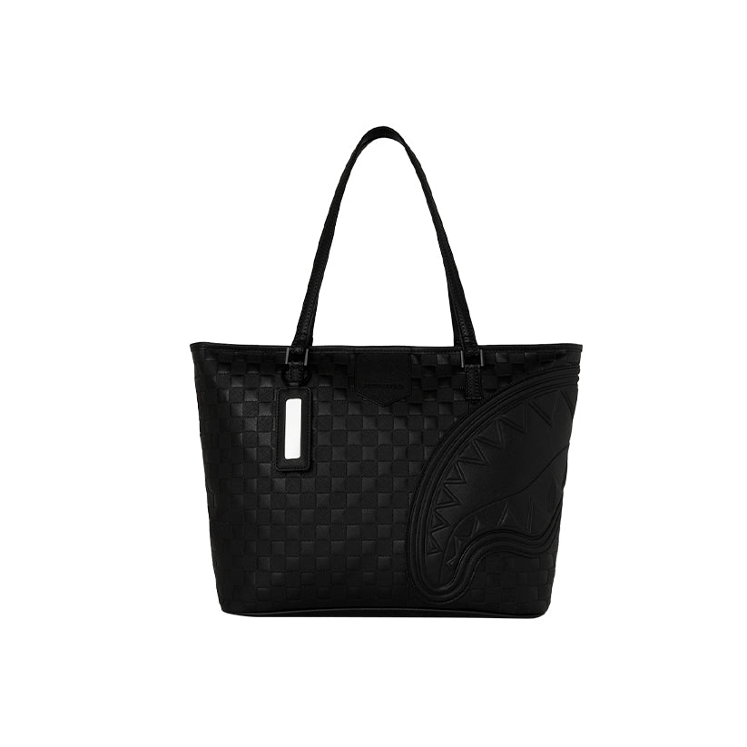 Raised Check Tote - Black