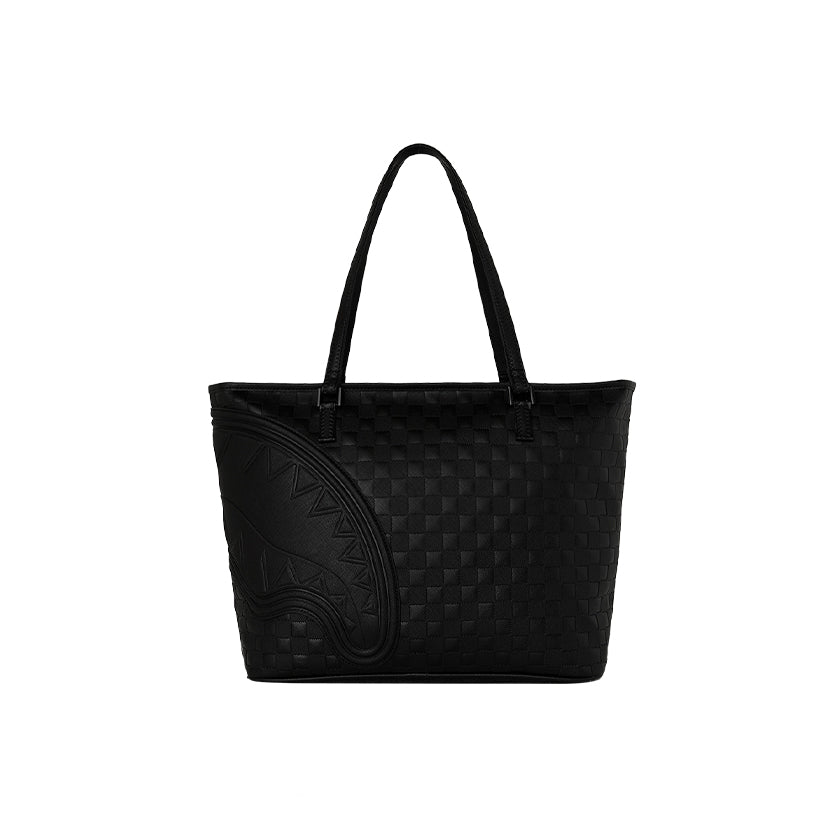 Raised Check Tote - Black
