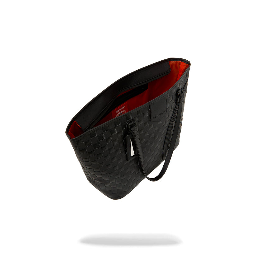Raised Check Tote - Black
