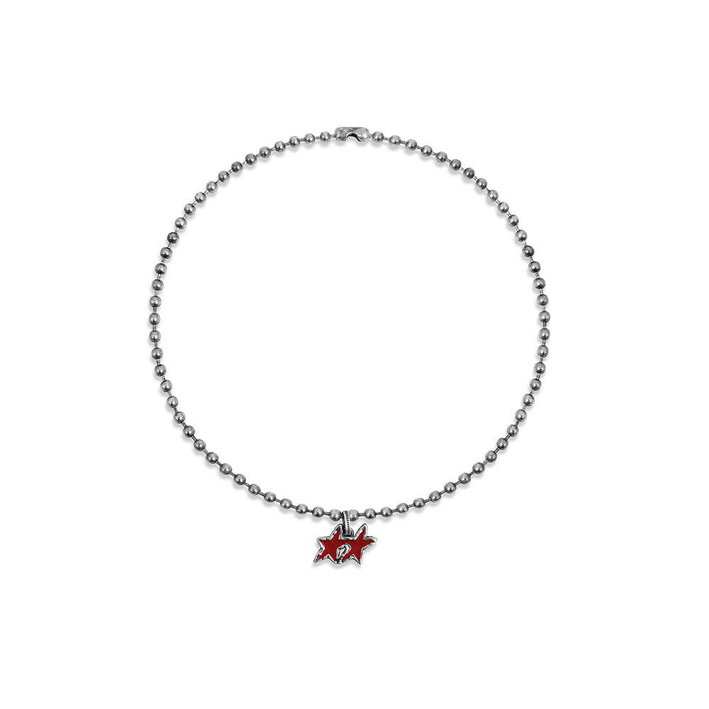 Red Melted Stars Ball Necklace -Red
