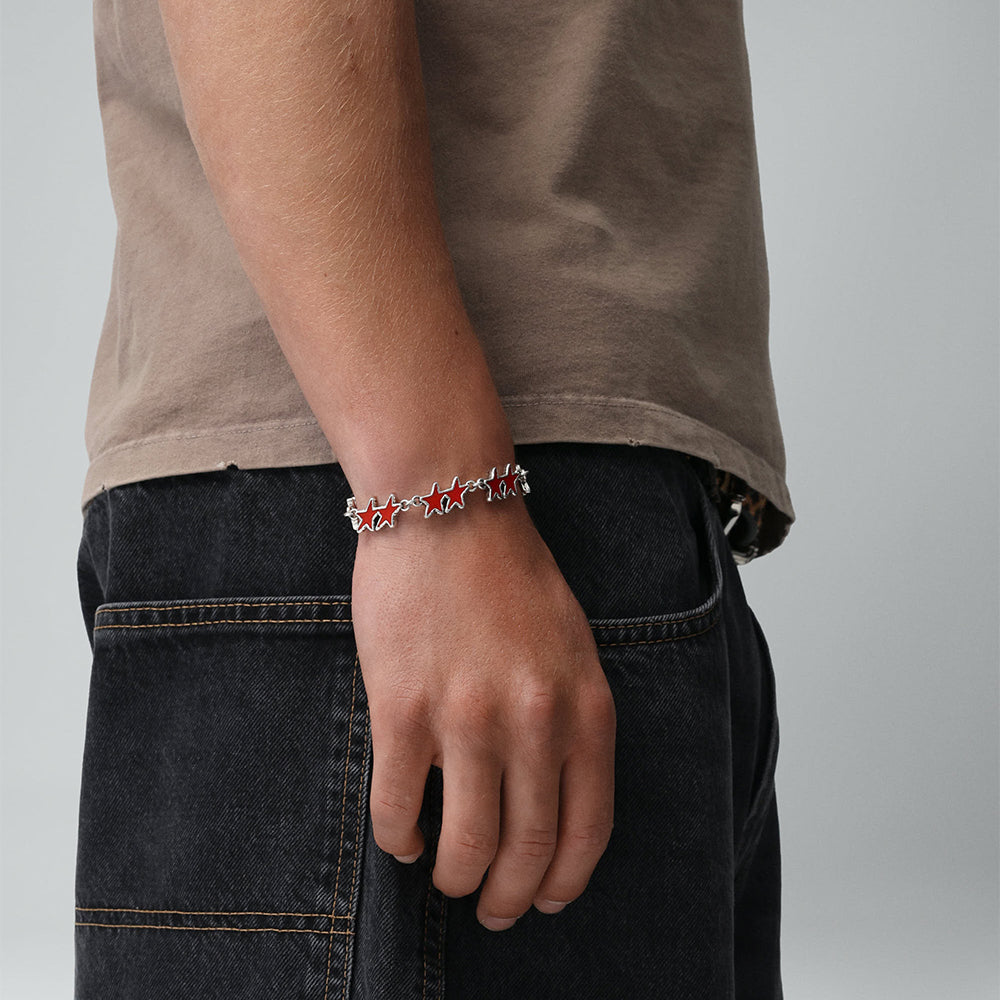 Red Melted Stars Bracelet -Red
