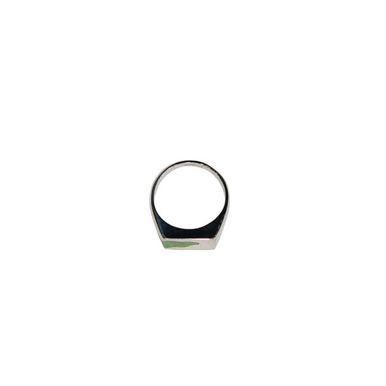 Silver One Piece Signet Ring (Green)