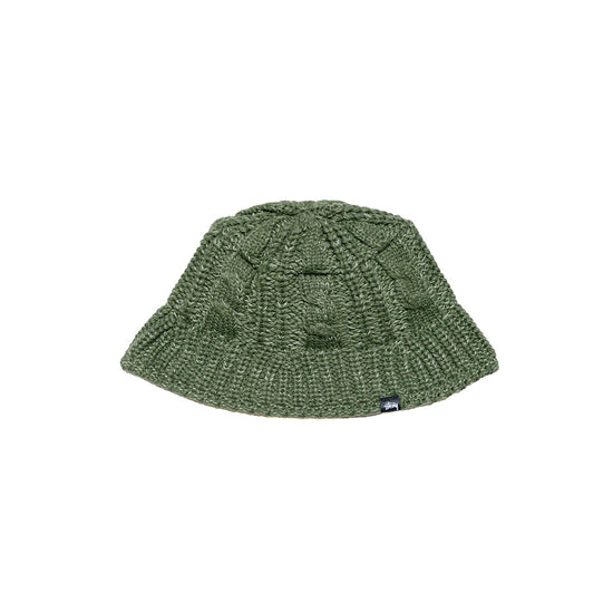 Cable Knit Bucket Hat (olive)