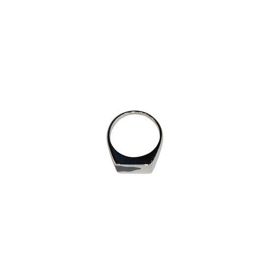 Silver One Piece Signet Ring (Black)